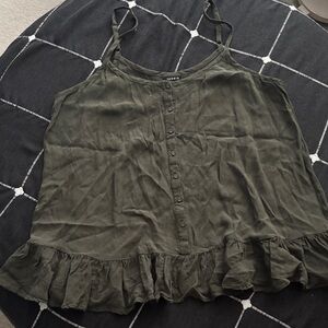 Torrid Olive Ruffled Button-DownTop